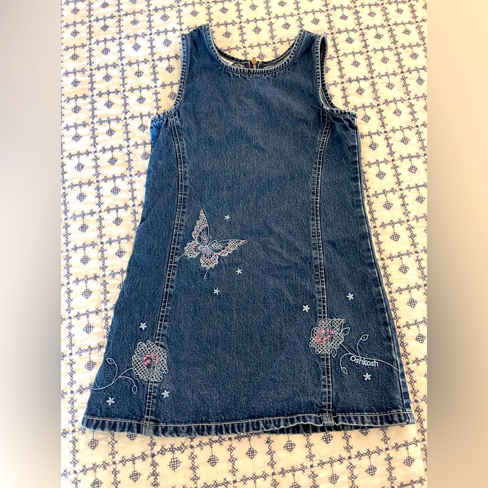 Vintage Oshkosh Y2K butterfly floral denim dress
